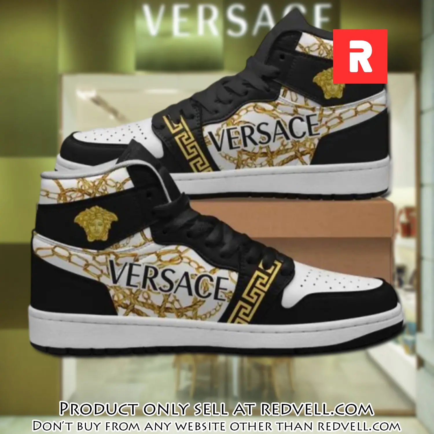 Black white gianni versace high air jordan sneakers shoes hot  gifts unisex rv3453018